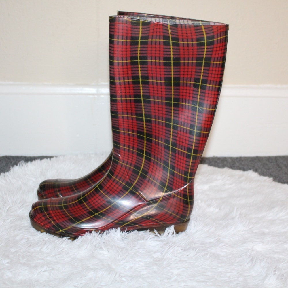 Tartan Rubber Rain Boots